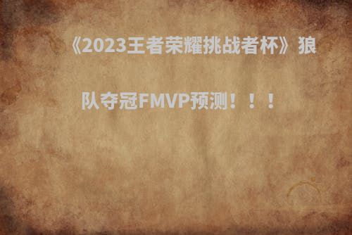 《2023王者荣耀挑战者杯》狼队夺冠FMVP预测！！！